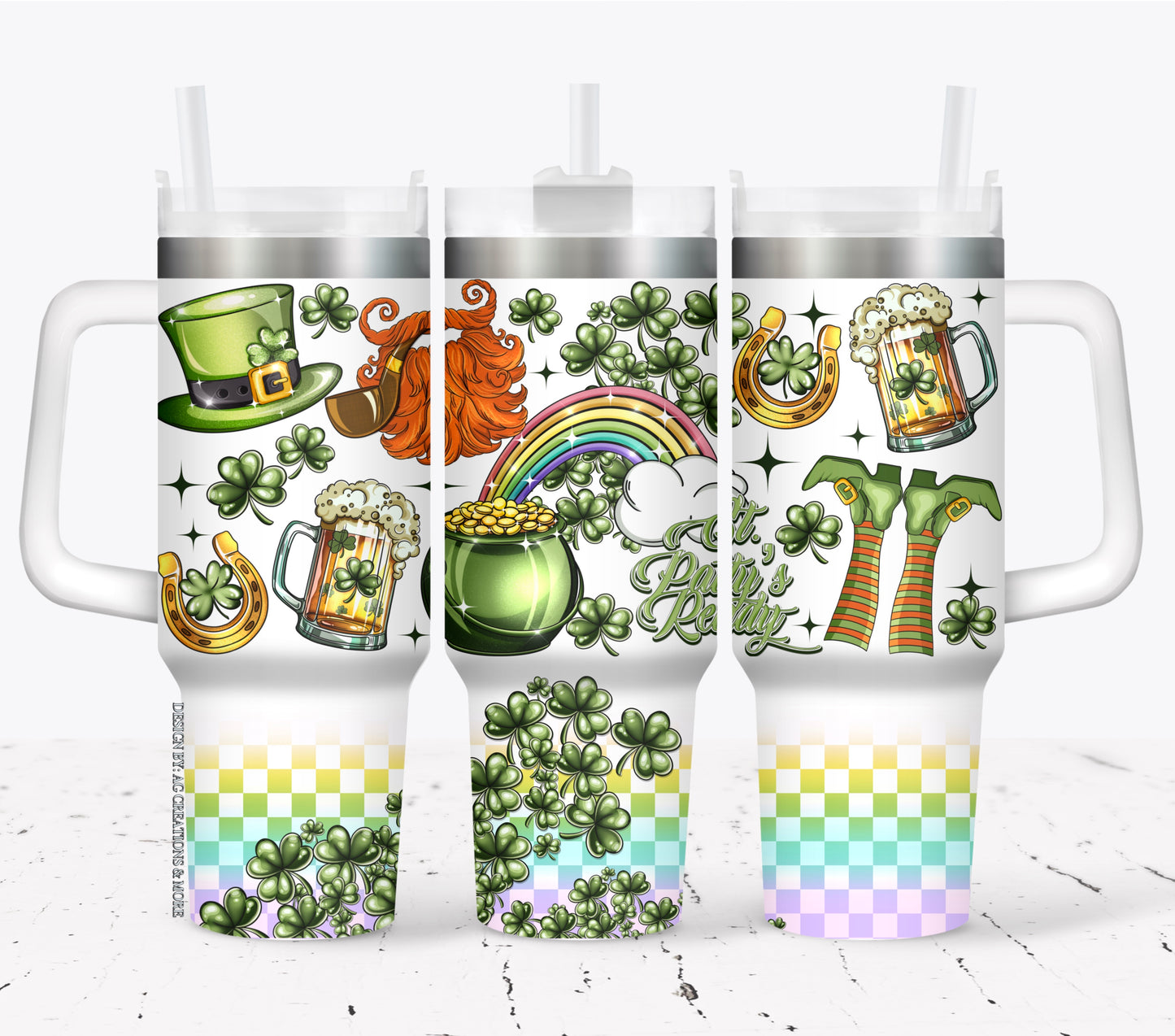 St Patrick's Day ; UV DTF 40OZ TUMBLER Wrap (top & bottom) AGCM