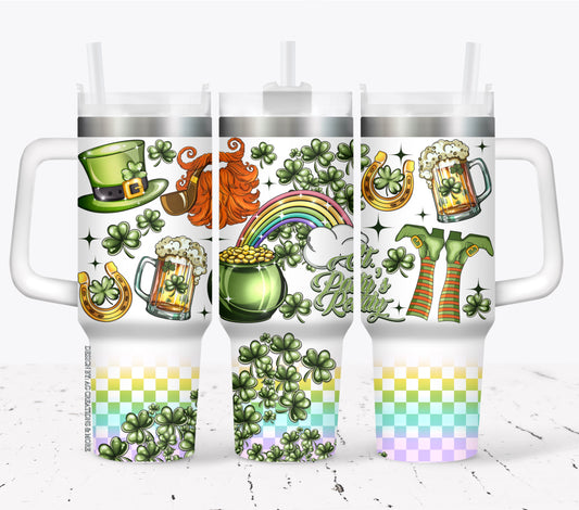 St Patrick's Day ; UV DTF 40OZ TUMBLER Wrap (top & bottom) AGCM