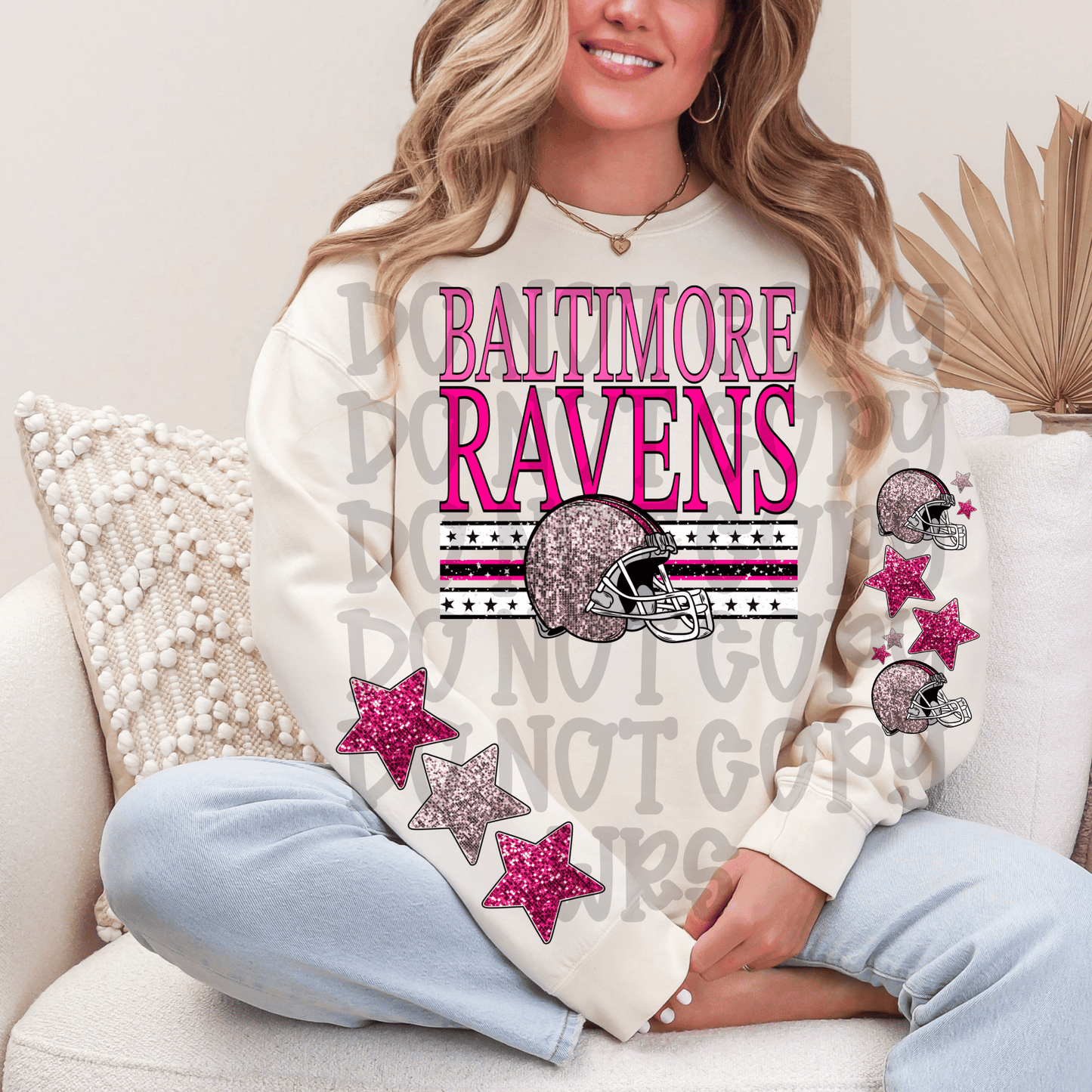 Pink sequin Football Design CHOOSE YOUR TEAM DTF TRANSFER (MMD)