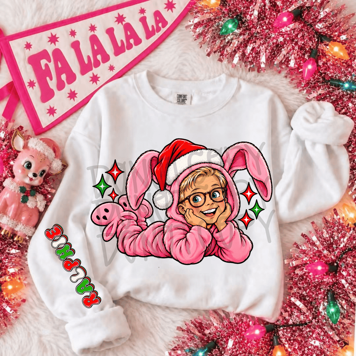 Bunny cute Christmas characters DTF Transfer