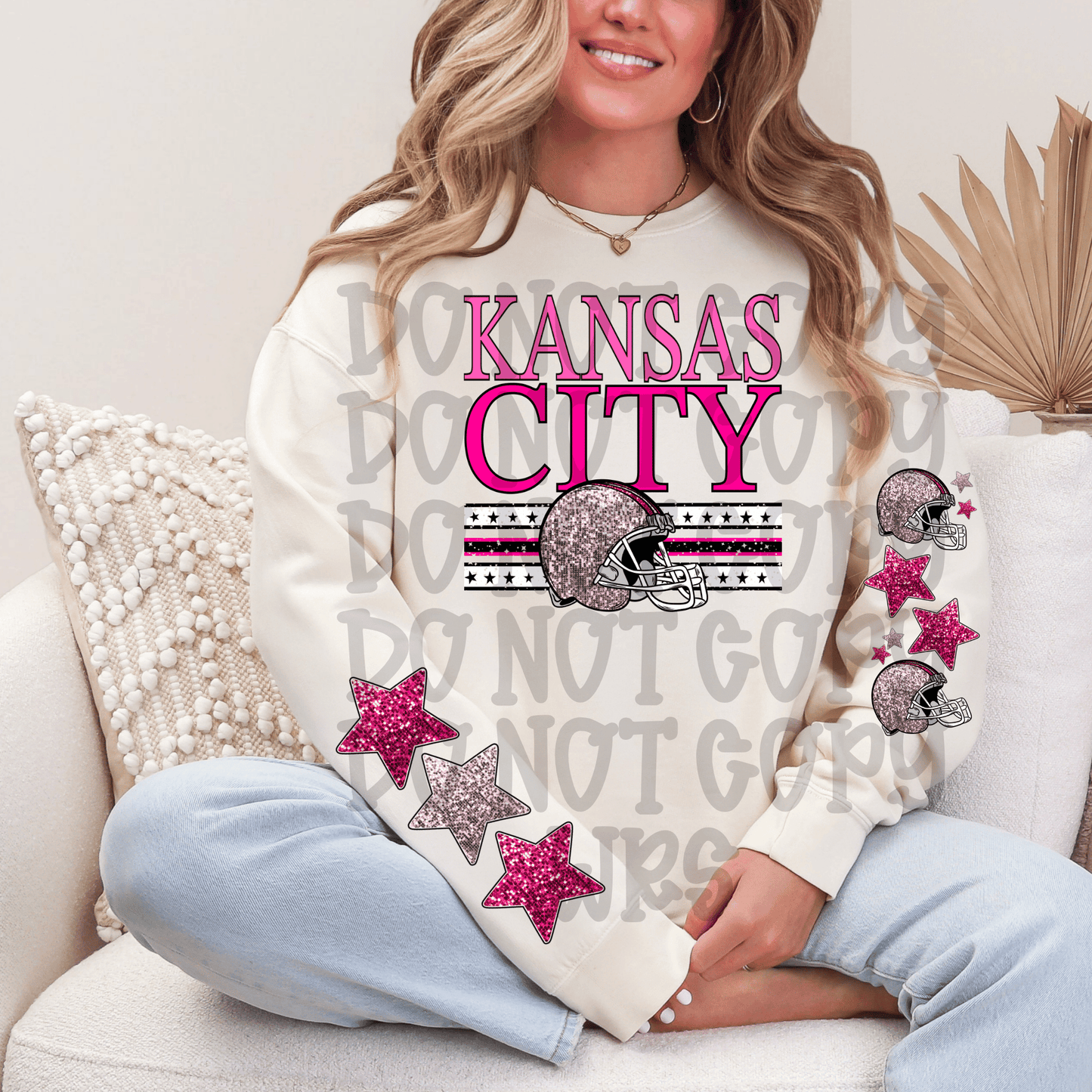 Pink sequin Football Design CHOOSE YOUR TEAM DTF TRANSFER (MMD)