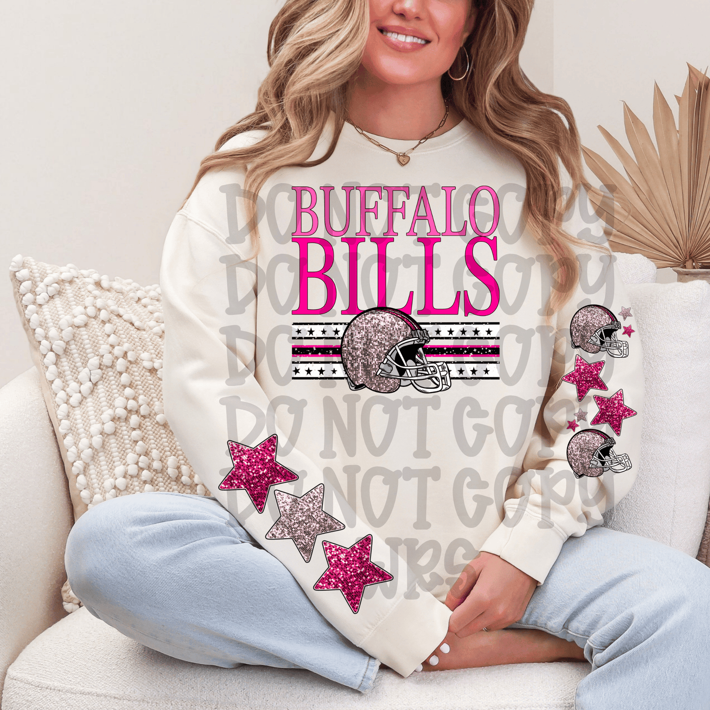 Pink sequin Football Design CHOOSE YOUR TEAM DTF TRANSFER (MMD)