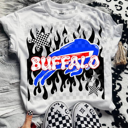 Buffalos ; flame drip - DTF TRANSFER (T4KD)