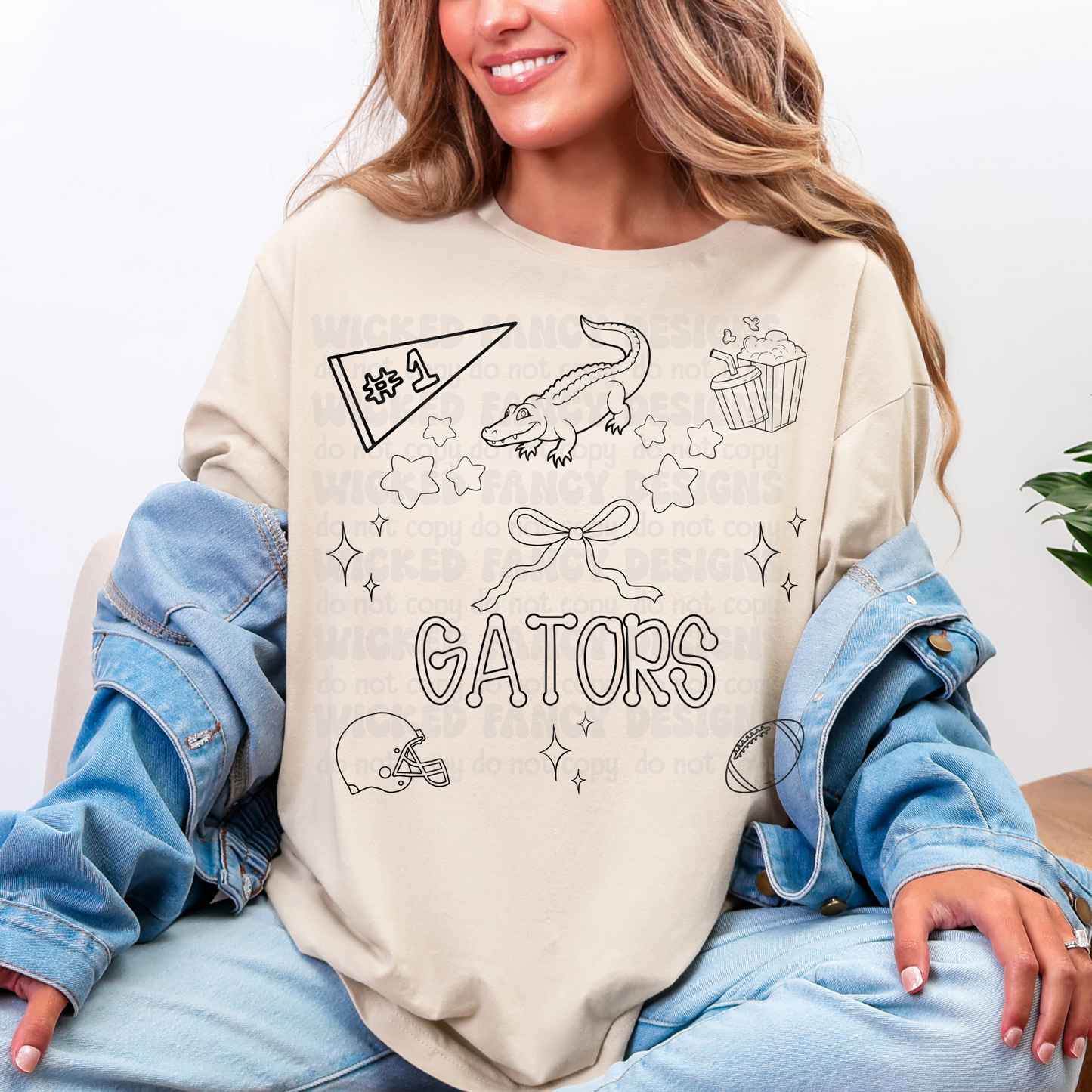 Gators Coquette Bow Sketch  - DTF Transfer (WFD AUG25)