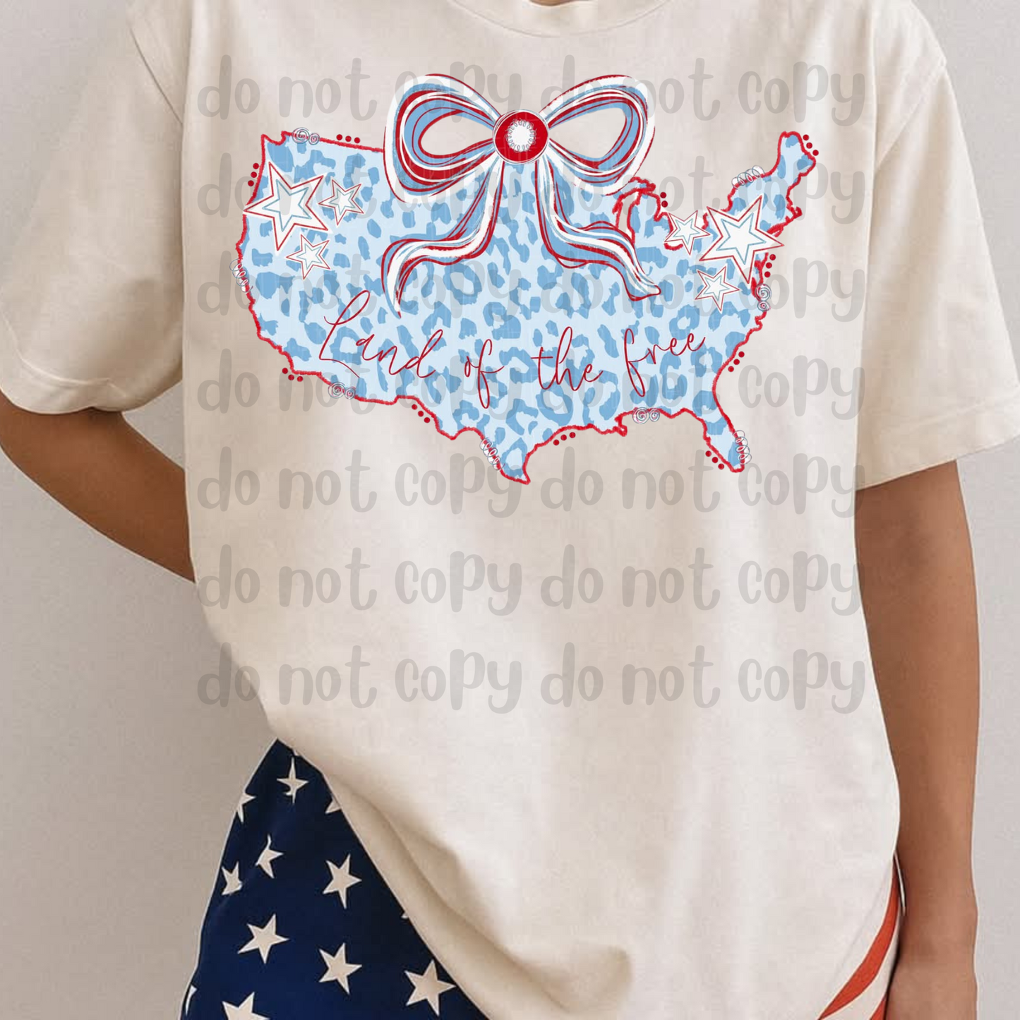 USA land of the free bow coquette - DTF TRANSFER