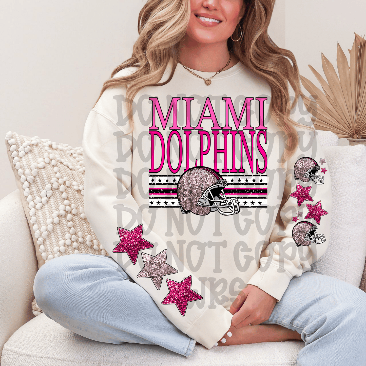 Pink sequin Football Design CHOOSE YOUR TEAM DTF TRANSFER (MMD)