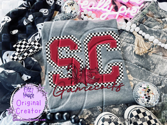 Gamecocks checkered - DTF TRANSFER (GLD925)