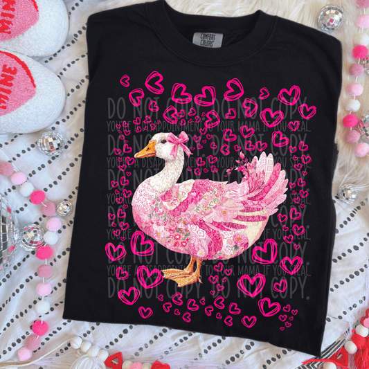 Heart patchwork goose - DTF TRANSFER (XOXO Epic Valentine's Collab SYM PD X PVC)