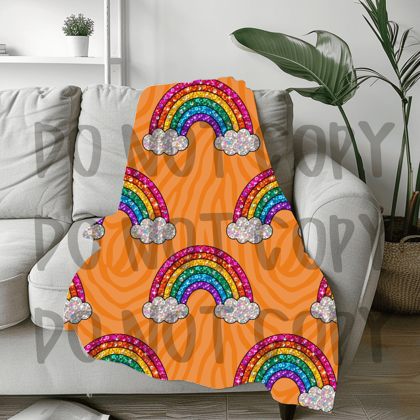Sequin rainbows - soft sherpa feel blanket 50x60