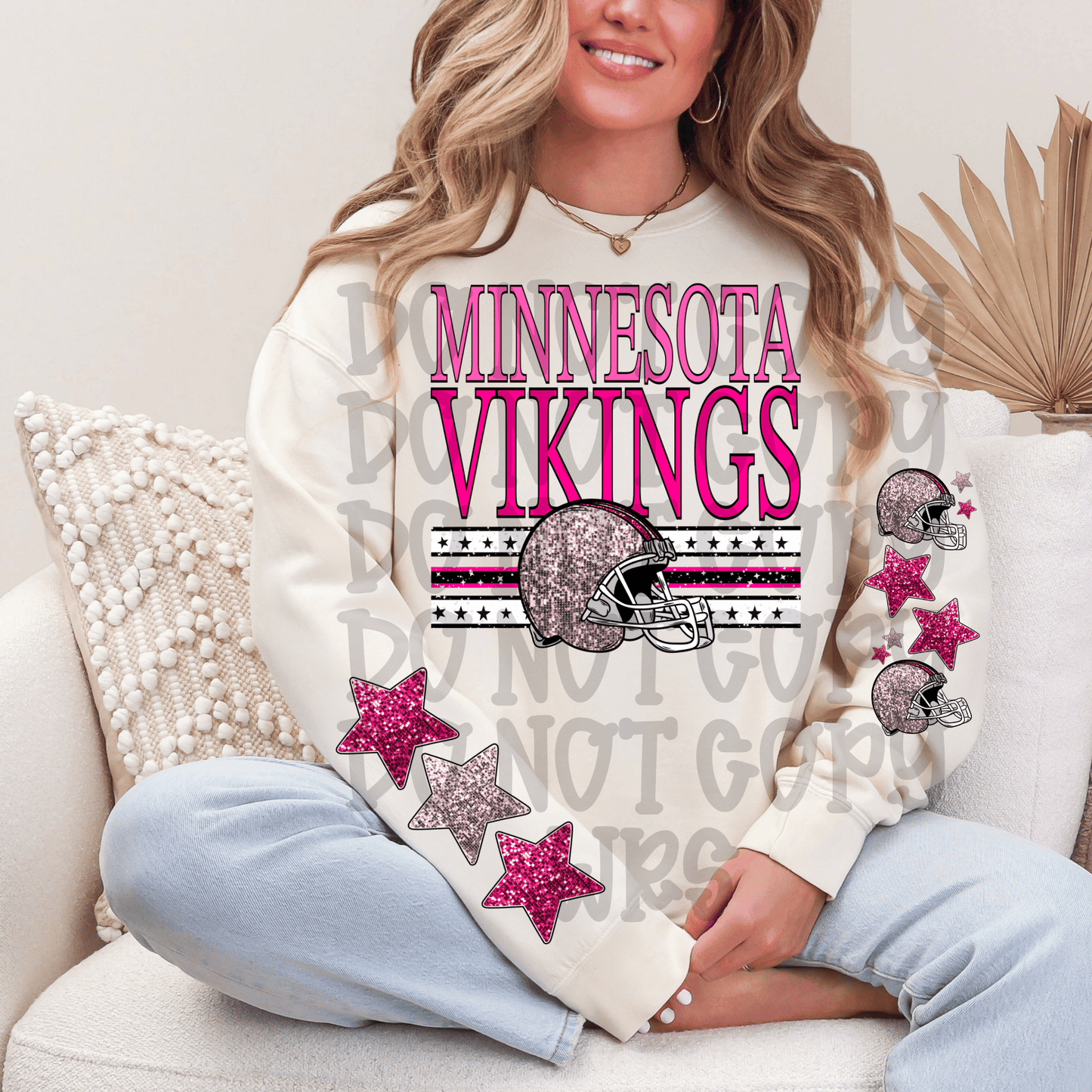 Pink sequin Football Design CHOOSE YOUR TEAM DTF TRANSFER (MMD)