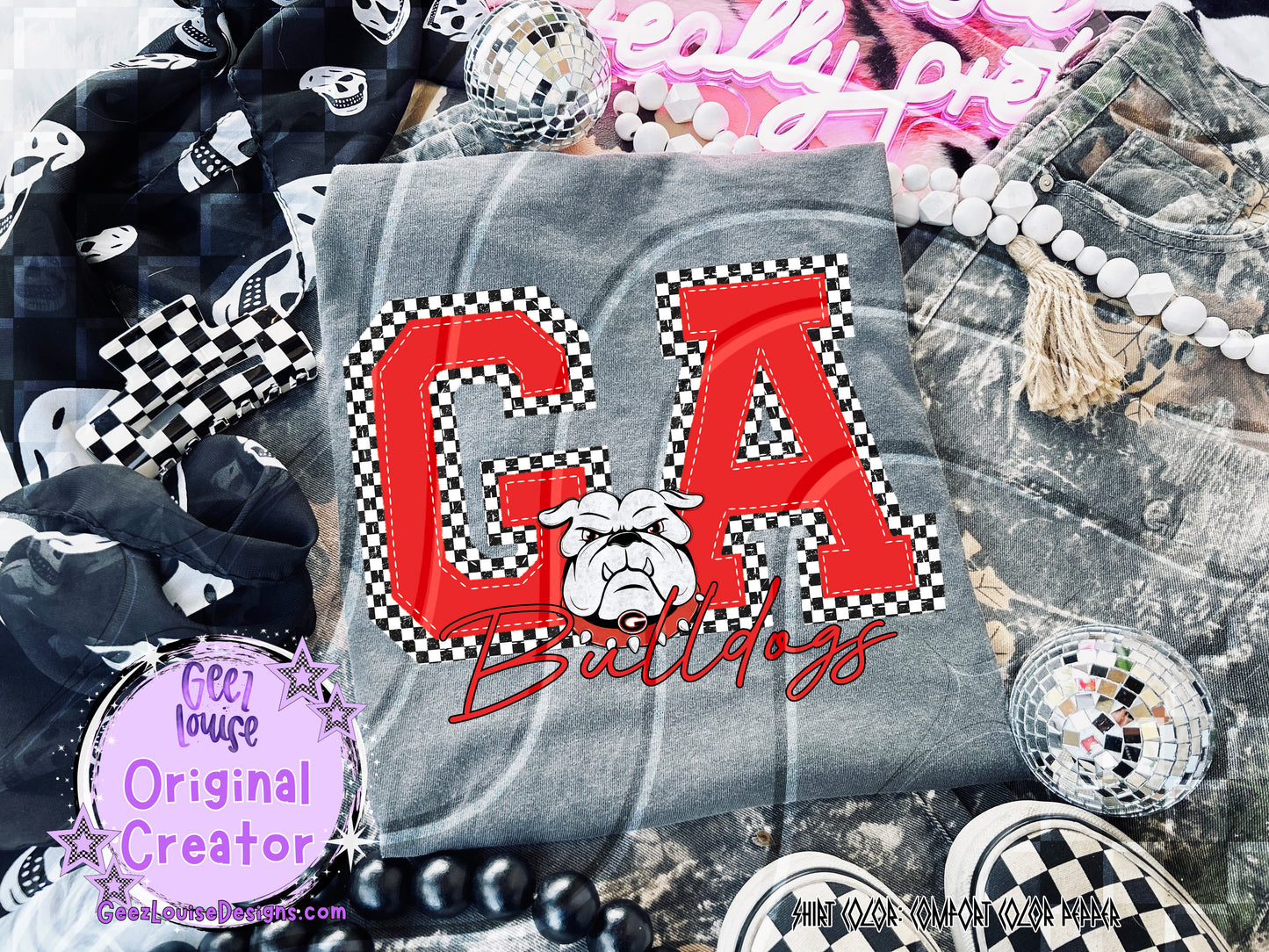 Bulldogs checkered - DTF TRANSFER (GLD925)