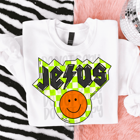 Jesus lime checkered - DTF TRANSFER (BBDC)