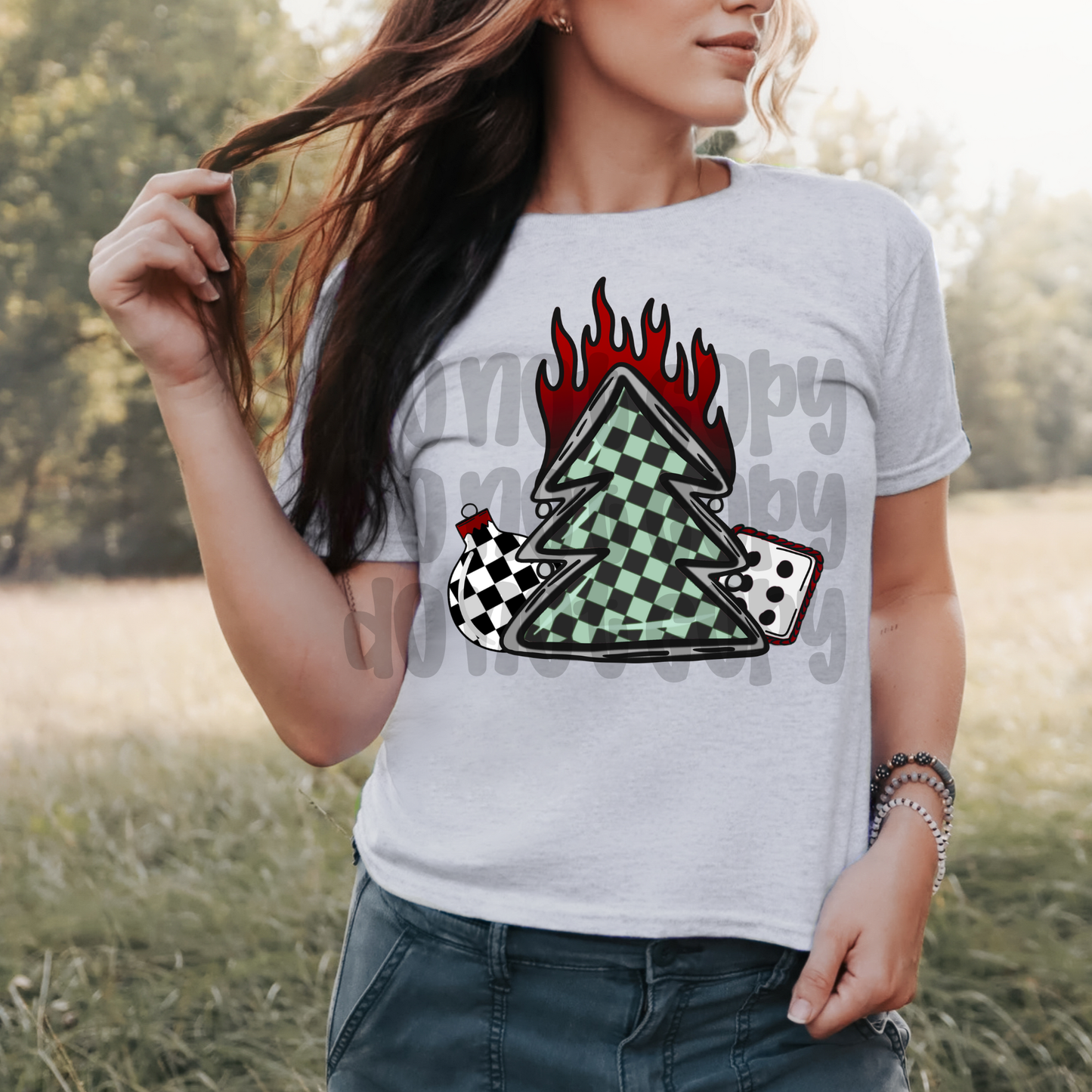 Flame Christmas tree - DTF TRANSFER (BWDD)