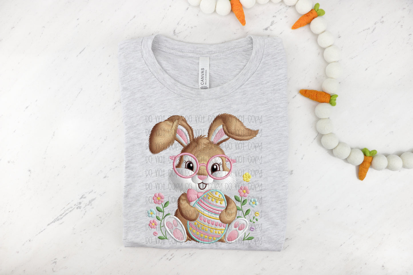 Faux embroidery bunny - DTF TRANSFER (Eggstravaganza multi designer collab)