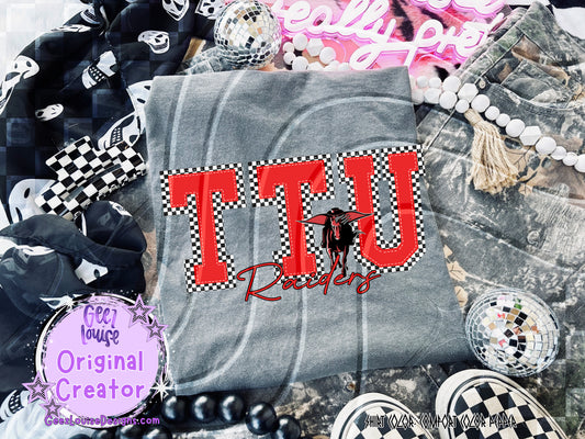 T Raiders checkered - DTF TRANSFER (GLD925)