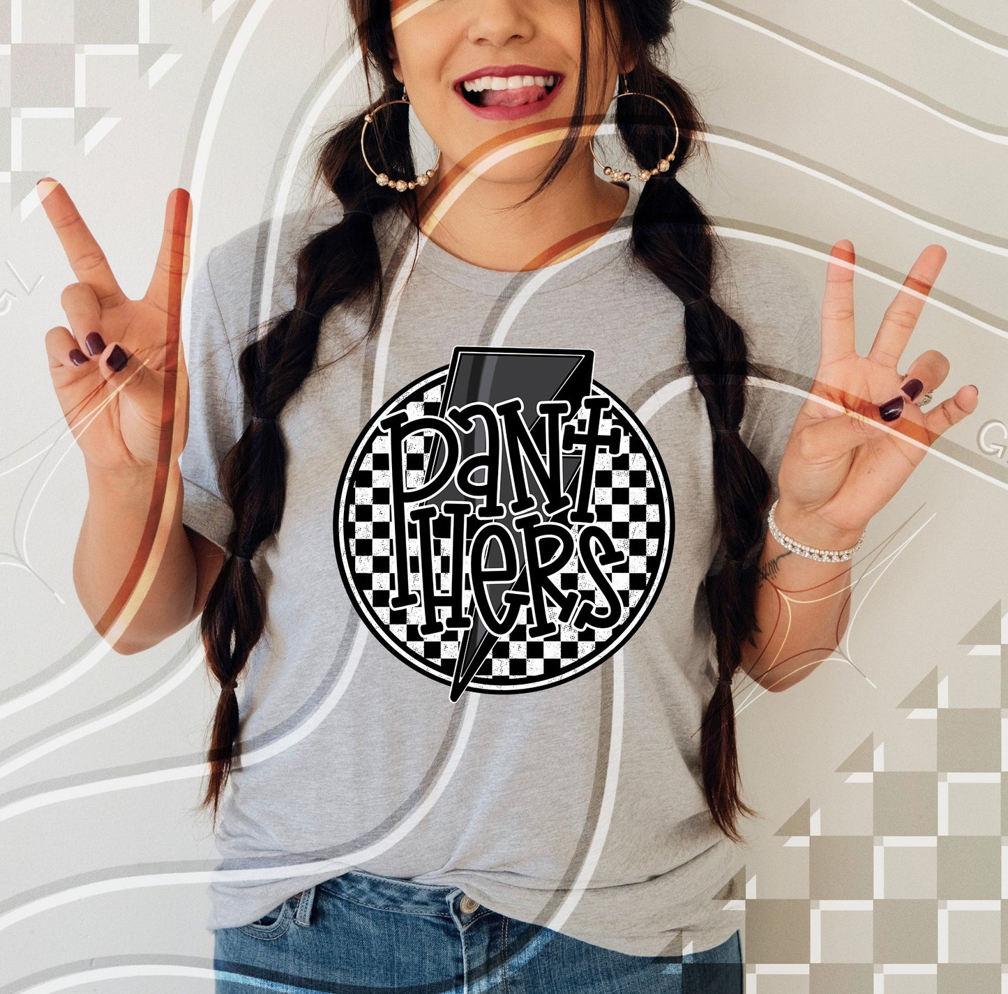 PICK YOUR TEAM NAME! Sports school spirit - Shocked & checkered GLD