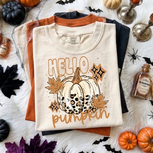 Hello Pumpkin leopard pumpkin - DTF TRANSFER (CSC)