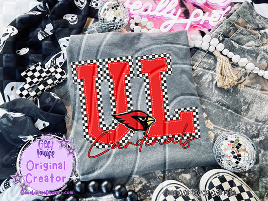 Cardinals checkered - DTF TRANSFER (GLD925)