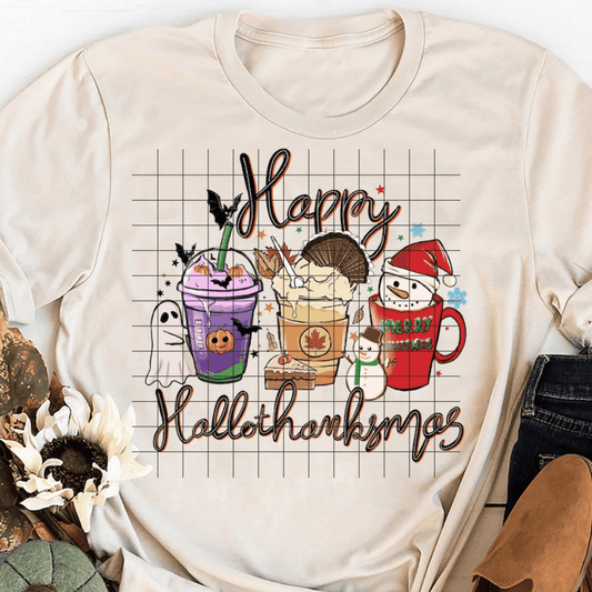 Cups #1 Happy Hallowthankmas - DTF TRANSFER ONLY