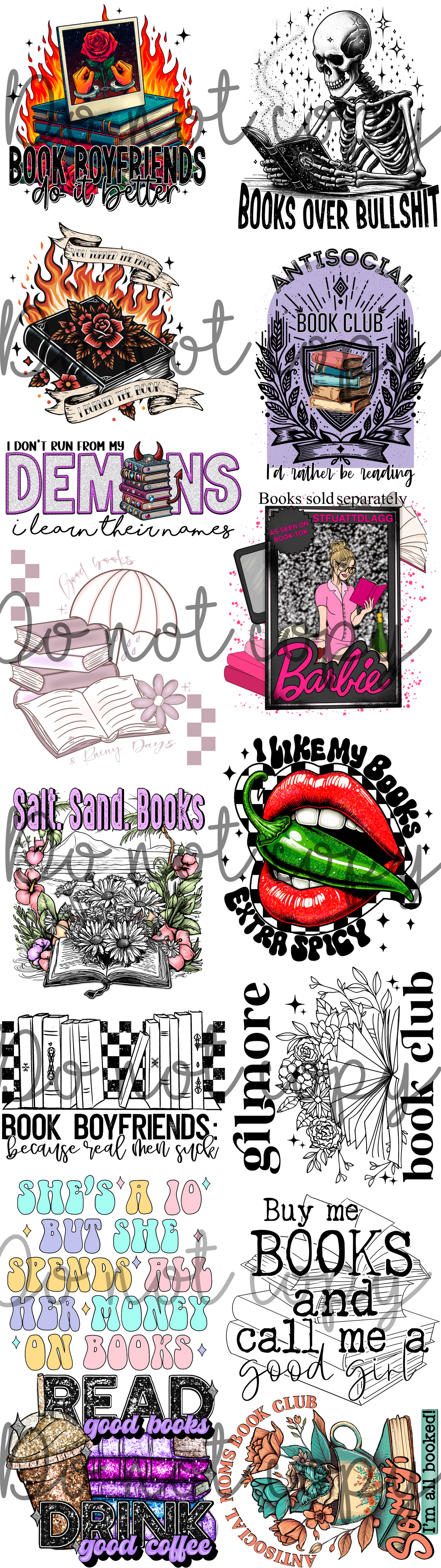 Bookish, book lovers ; premade gang sheet