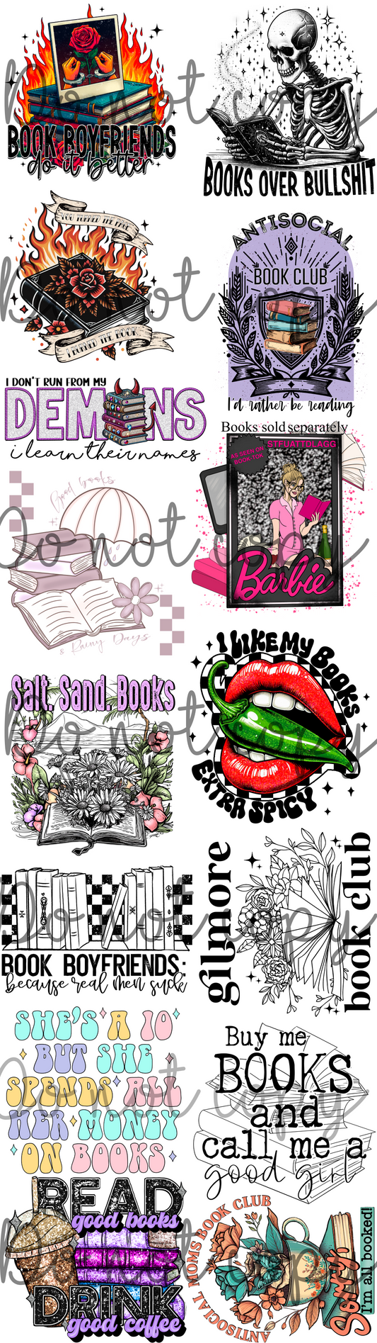 Bookish, book lovers ; premade gang sheet