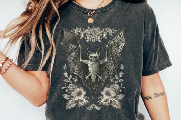 Vintage floral bat - DTF TRANSFER (CFD)