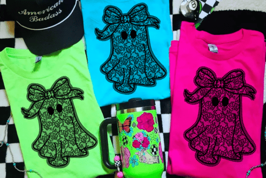 Black lace coquette bow ghost - DTF TRANSFER (CFD)