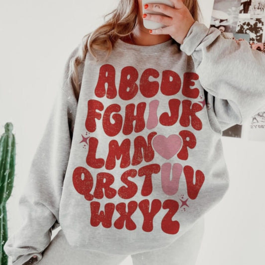 ABC I heart you- DTF TRANSFER (ULF)