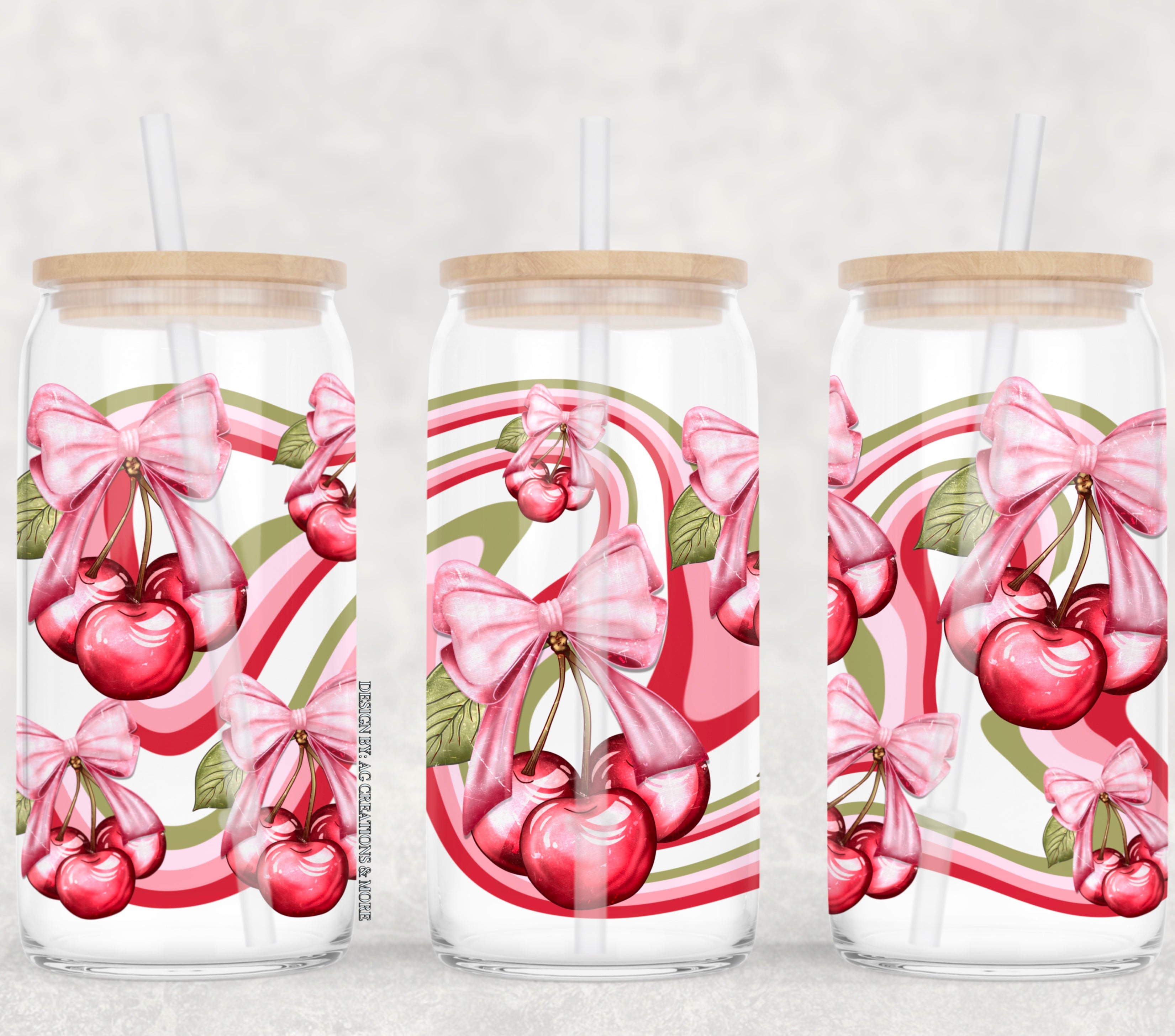 Cherries ribbon - UV dtf wrap 16oz libbey : AGCM – WickedRebelSouls