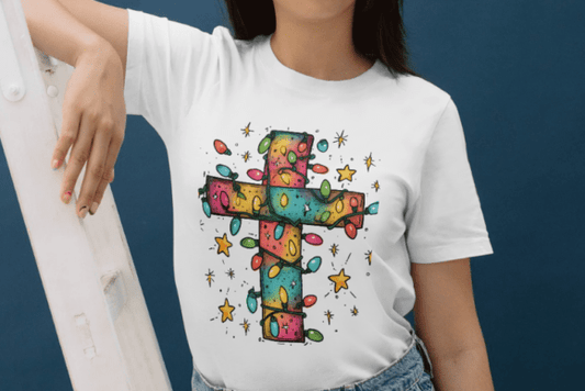 Cross Christmas lights - DTF TRANSFER (CFD)