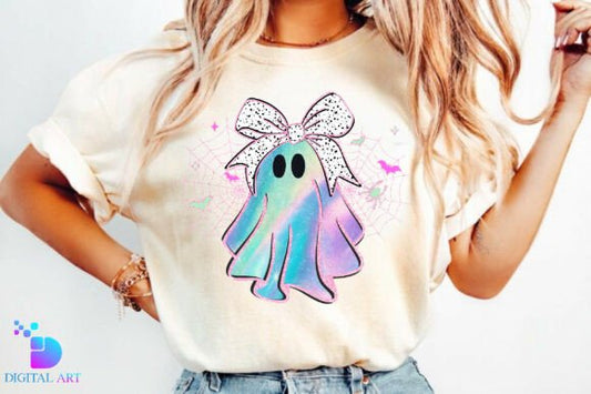 Colorful ghost coquette bow - DTF TRANSFER (CFD)