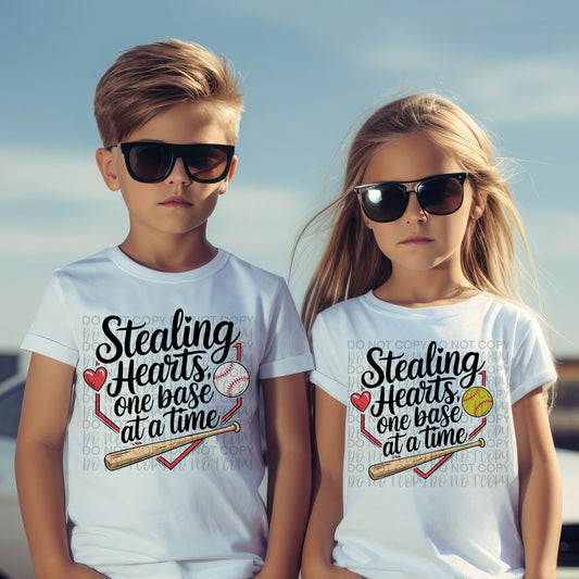 Stealing hearts one base at a time softball or baseball - DTF TRANSFER (SSDa)