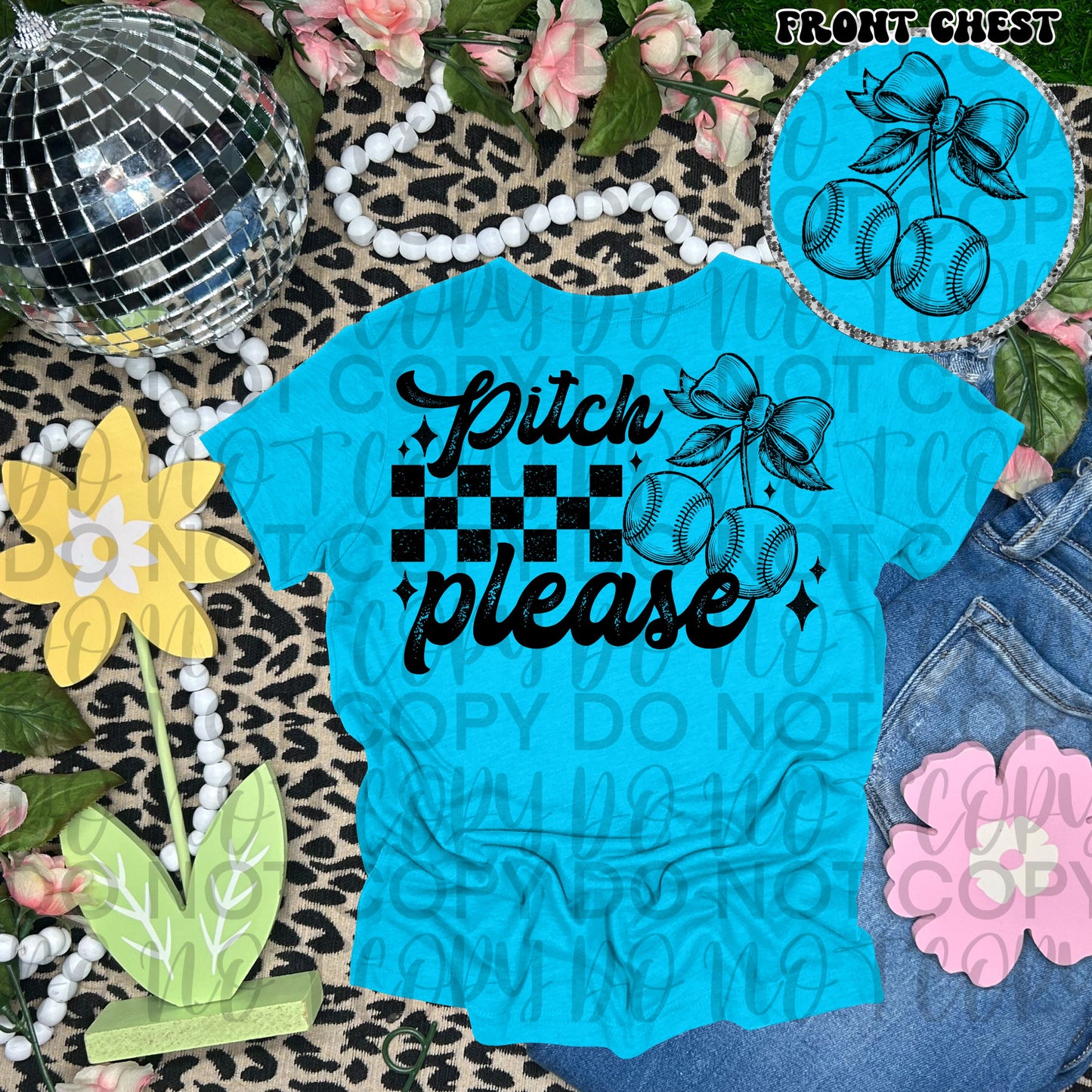 Pitch please baseball coquette black - DTF TRANSFER (SSDa)