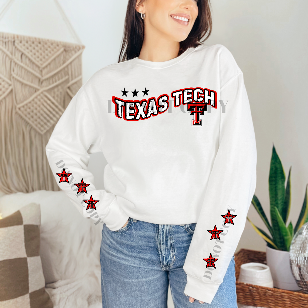 Texas Tech wavy with sleeves - DTF TRANSFER