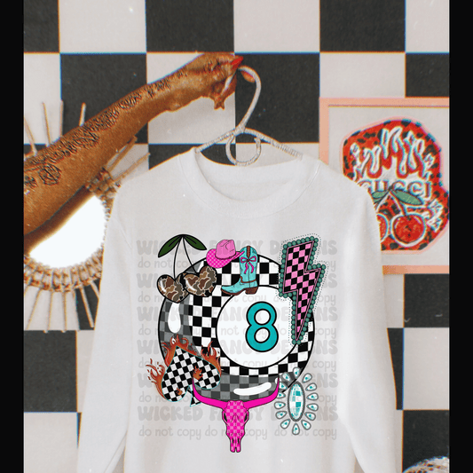 Western 8ball collage - DTF TRANSFER (WFD)