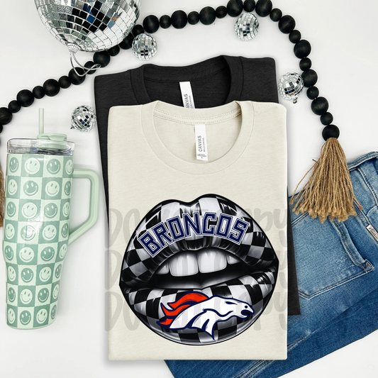 Broncos ; Checkered Lip - DTF TRANSFER (T4KD)