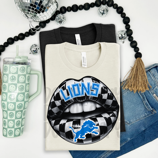 Lions ; Checkered Lip - DTF TRANSFER (T4KD)