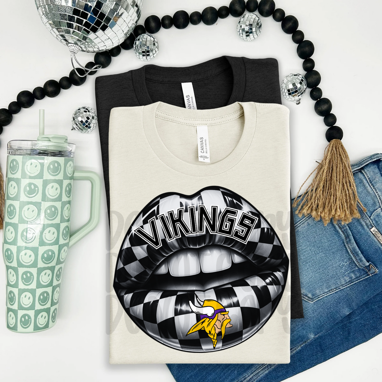 Vikings ; Checkered Lip - DTF TRANSFER (T4KD)