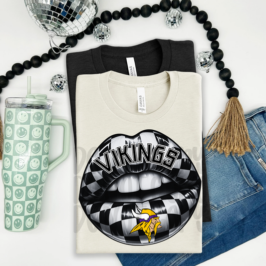 Vikings ; Checkered Lip - DTF TRANSFER (T4KD)