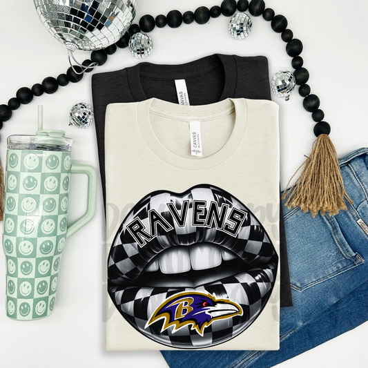 Ravens ; Checkered Lip - DTF TRANSFER (T4KD)