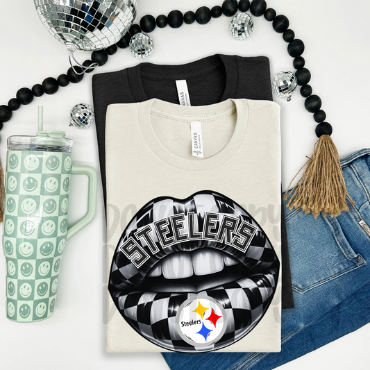 Steelers ; Checkered Lip - DTF TRANSFER (T4KD)
