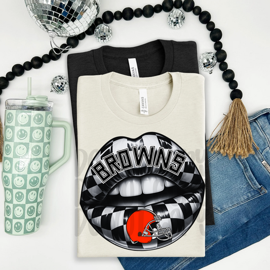 Browns ; Checkered Lip - DTF TRANSFER (T4KD)