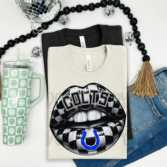 Colts ; Checkered Lip - DTF TRANSFER (T4KD)