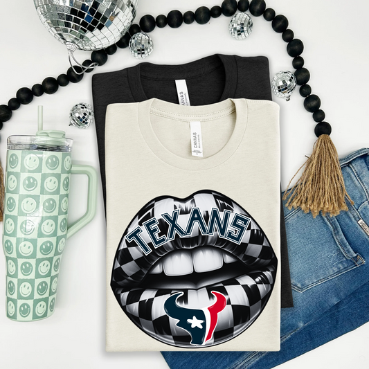 Texans ; Checkered Lip - DTF TRANSFER (T4KD)