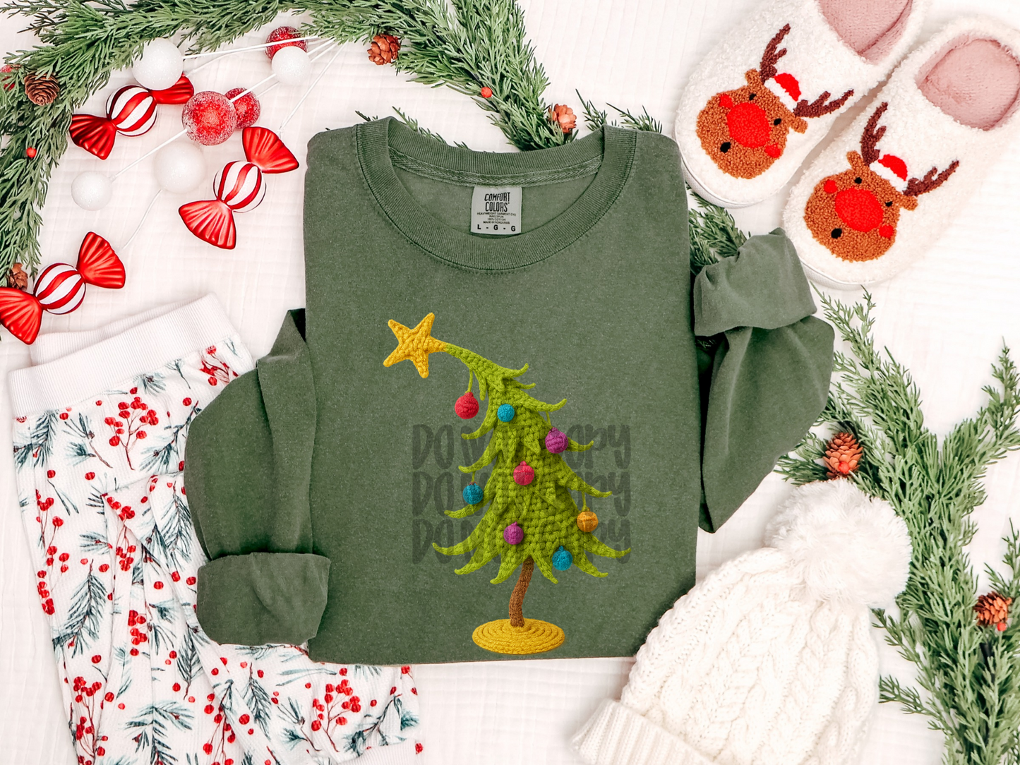 Grouch leaning tree crochet - DTF TRANSFER (WFD)