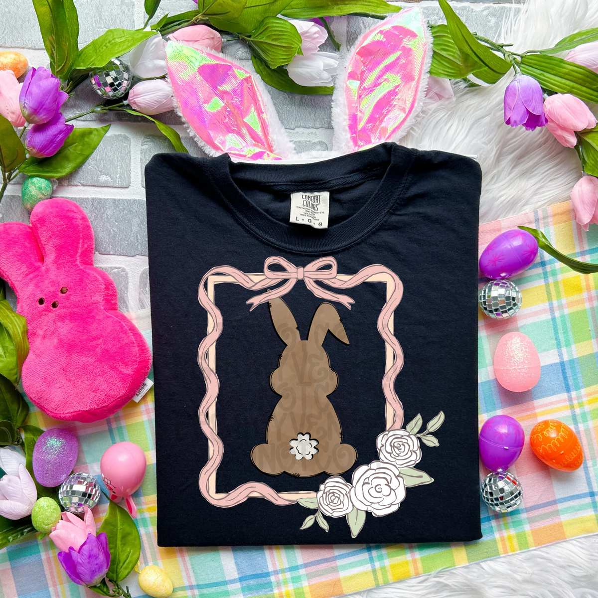 Brown bunny coquette frame - DTF TRANSFER (Eggstravaganza multi designer collab)