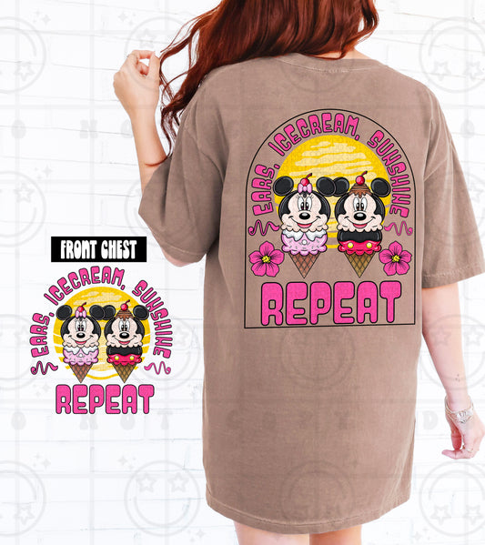 Ears ice cream sunshine repeat diz - DTF TRANSFER (HWDMY25)