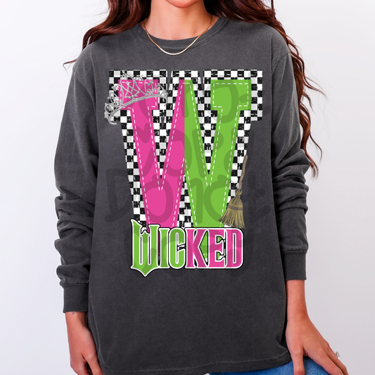 Wicked split crown broom checkered - DTF TRANSFER (GLD N25)