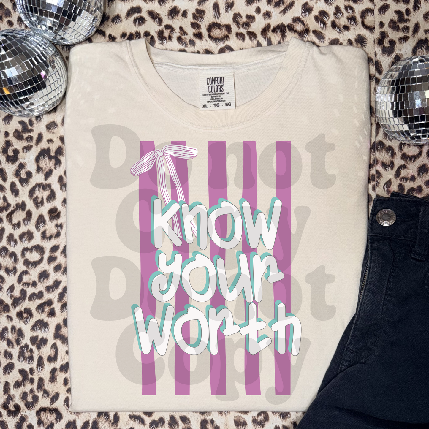 Know your worth bow coquette - DTF TRANSFER (PVC)