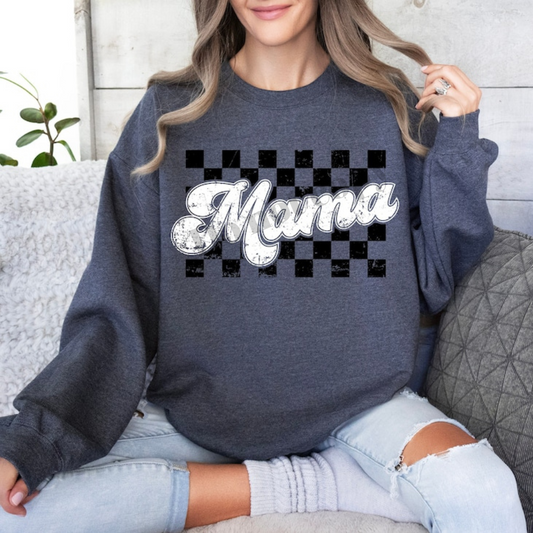Mama checkered white and black - DTF TRANSFER